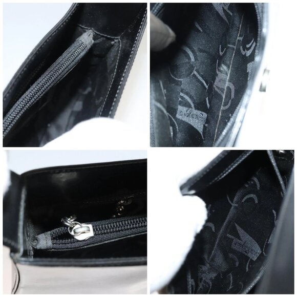 Salvatore Ferragamo Gancini Shoulder Bag Leather Black Silver Auth - Picture 14 of 16
